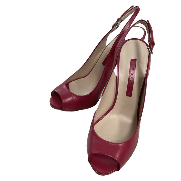 Zara Woman Open Toe Pump Size 10 Color Fuscia - Picture 2 of 9